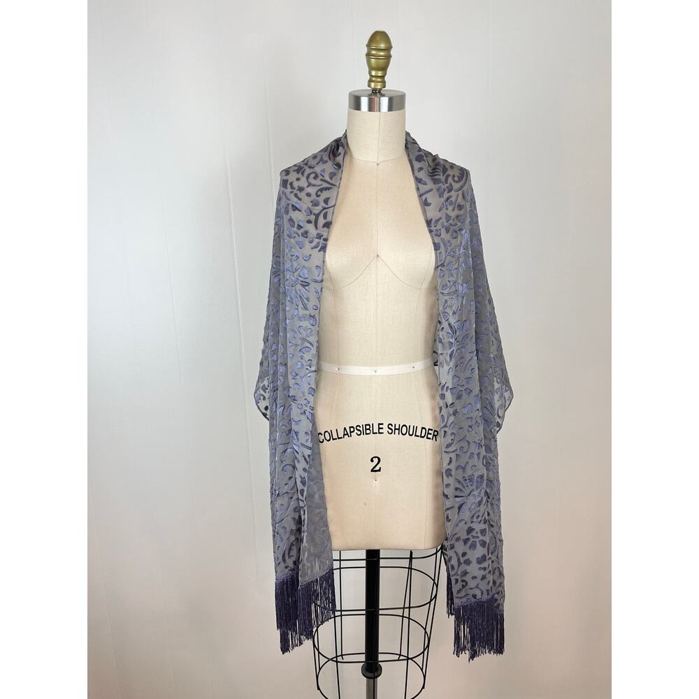 Betsey Johnson Purple Textured Pashmina‎ Scarf Wrap Flowy Fairy Fringe Boho